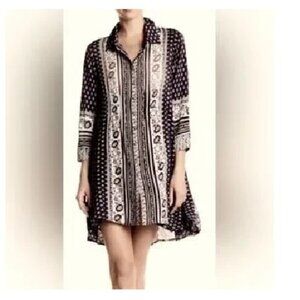 Anthropologie I Cyrena Patagonia Button Front Shirt Dress w Floral Back Inset